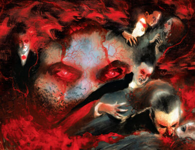 "Universal Monsters: Dracula" #1 Interior Double Splash Page by Martin Simmonds "Universal Monsters: Dracula" di Tynion IV e Simmonds
